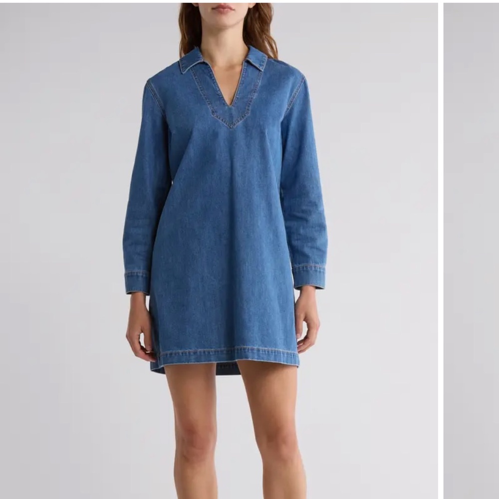 Veronica Beard Wasta Denim Long Sleeve Mini Dress